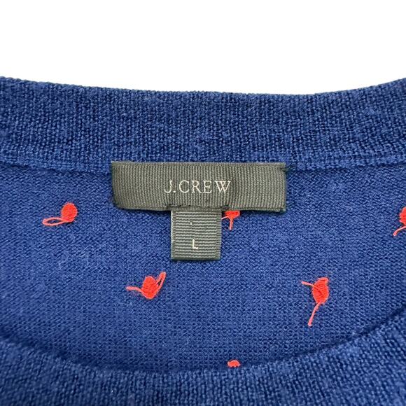 J.CREW Blue & Pink Swiss Dot Crew Neck Sweater Size Large Womens - Picture 7 of 10